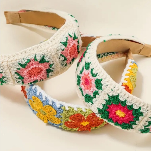 Granny Square Floral Wide Headbands - Picture 2 of 4